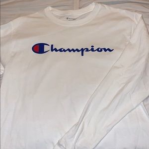 white champion long sleeve tee